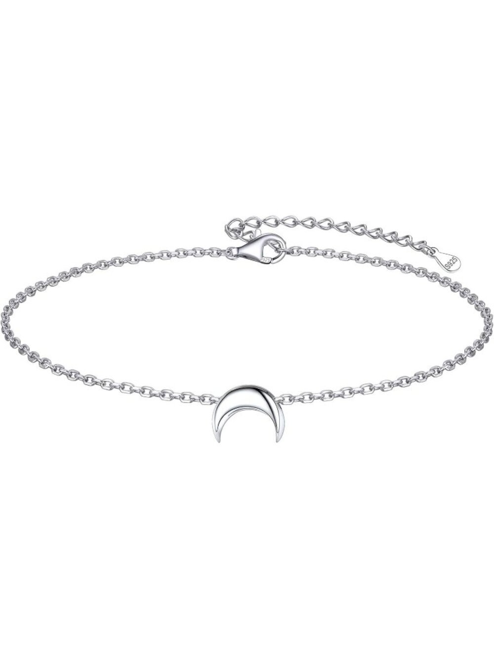 Tiny Moon-Silver Sterling Silver Dainty Link Chain Bracelet